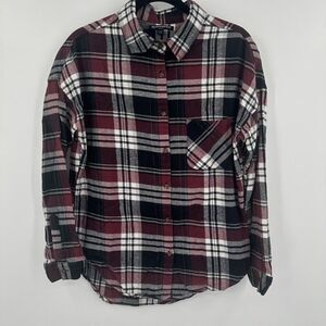 Brandy Melville Flannel Shirt Women's One Size Multi‎ Plaid Collared Button Down